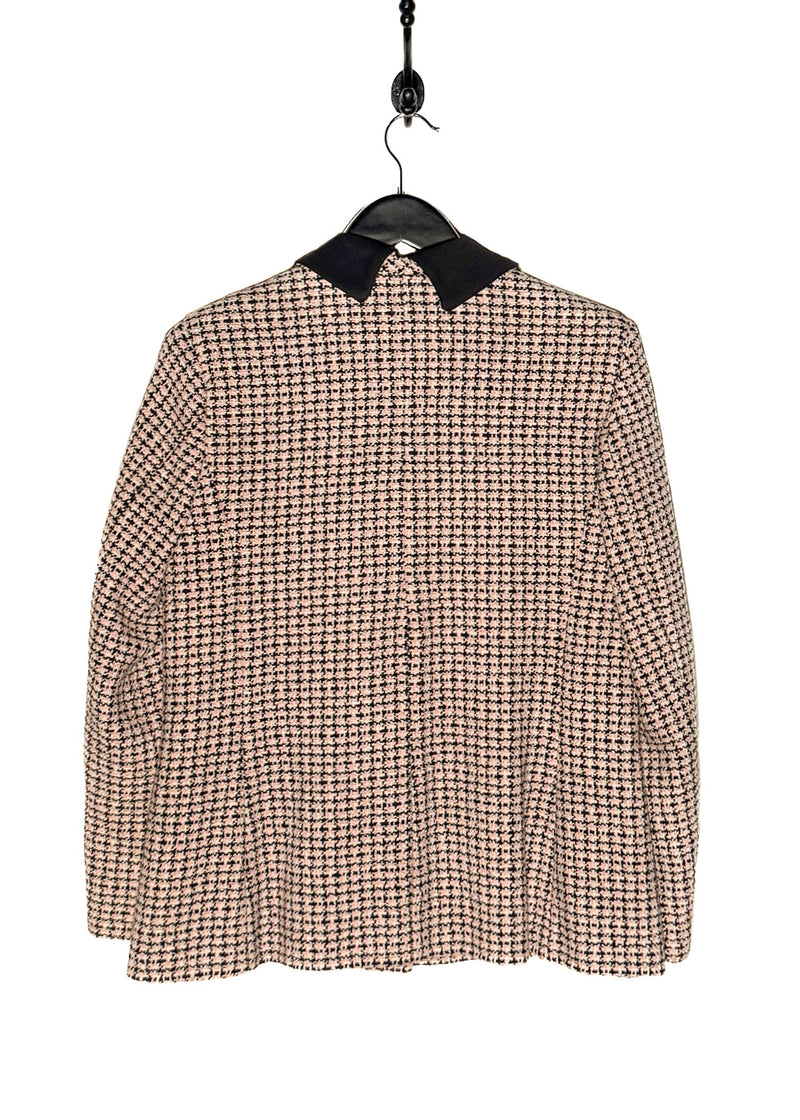 Chanel Vintage SS02 Black Pink Tweed Floral Accent Jacket