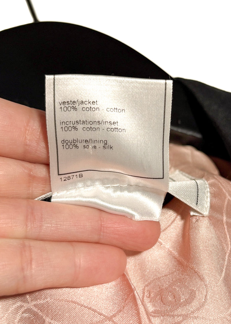 Chanel Vintage SS02 Black Pink Tweed Floral Accent Jacket