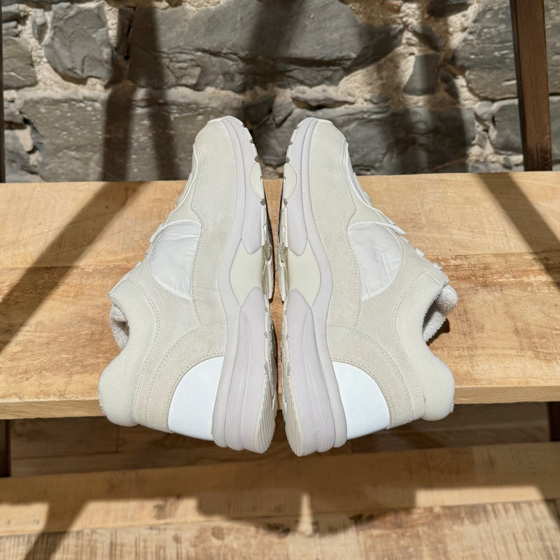 Chanel White Ivory Suede CC Reflective Low-top Sneakers