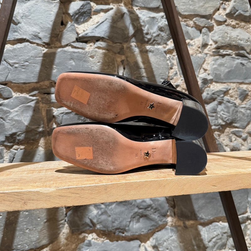 Branded outsole of Christian Dior 2022 Black Patent La Parisienne Mary Jane Pumps