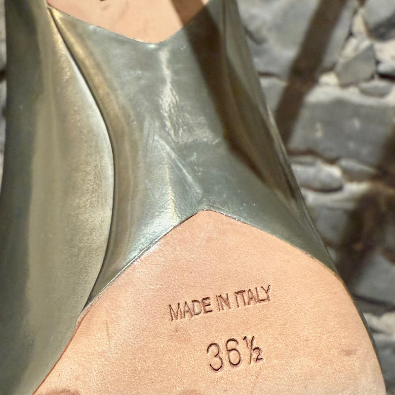 Christian Dior Metallic Gold Patent Songe Pointy Pumps