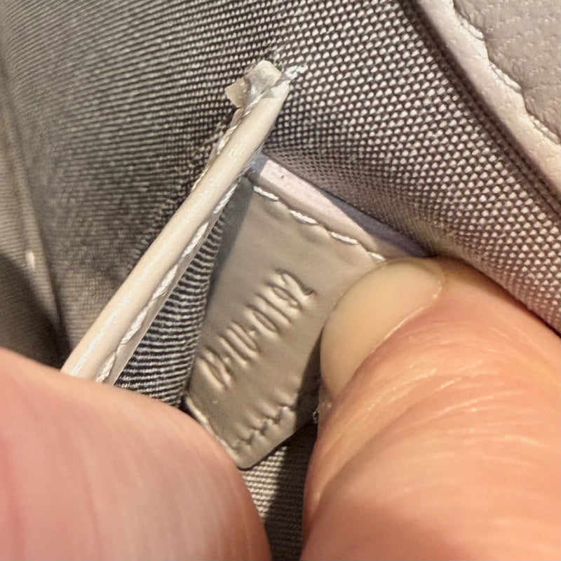 Christian Dior Pearl Grey Patent Cannage Chain Clutch