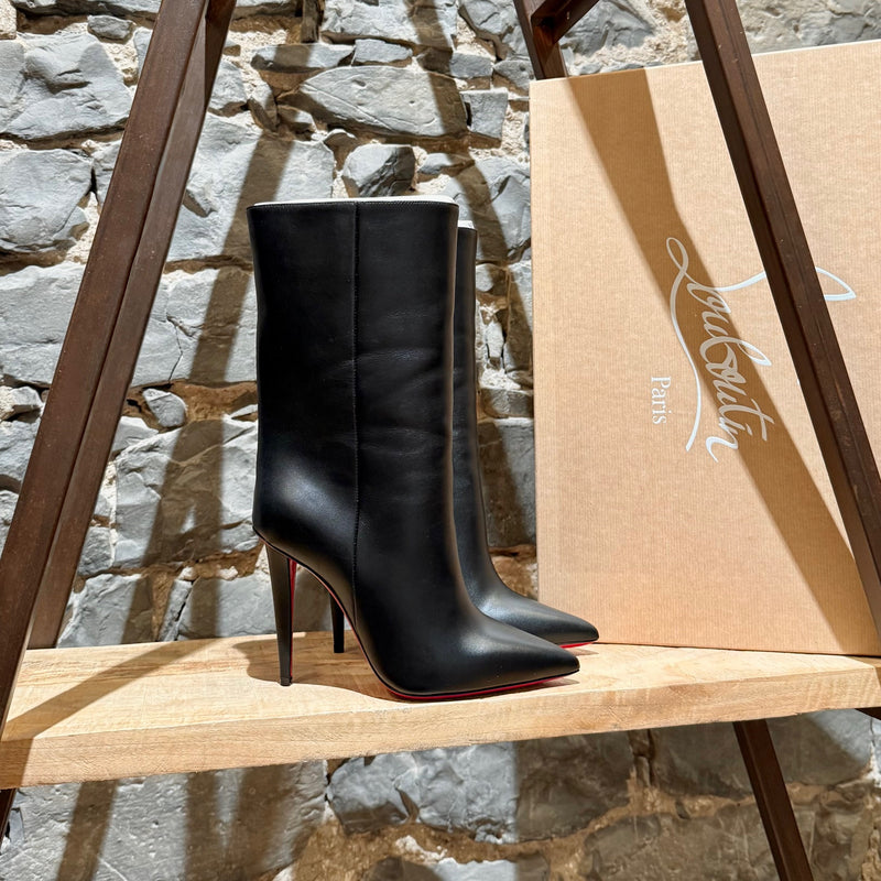 Main photo of Christian Louboutin Astrilarge 100 Booty Black Leather Heeled Boots