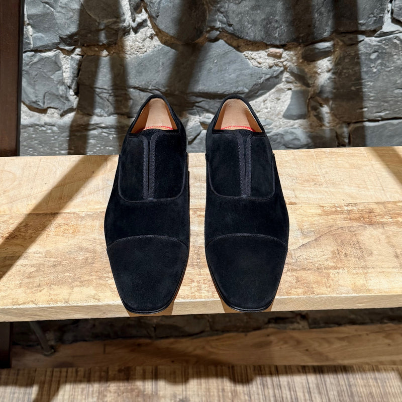 Top view of Christian Louboutin Black Suede Alpha Male Oxford Shoes