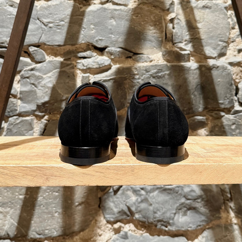 Back view of Christian Louboutin Black Suede Alpha Male Oxford Shoes
