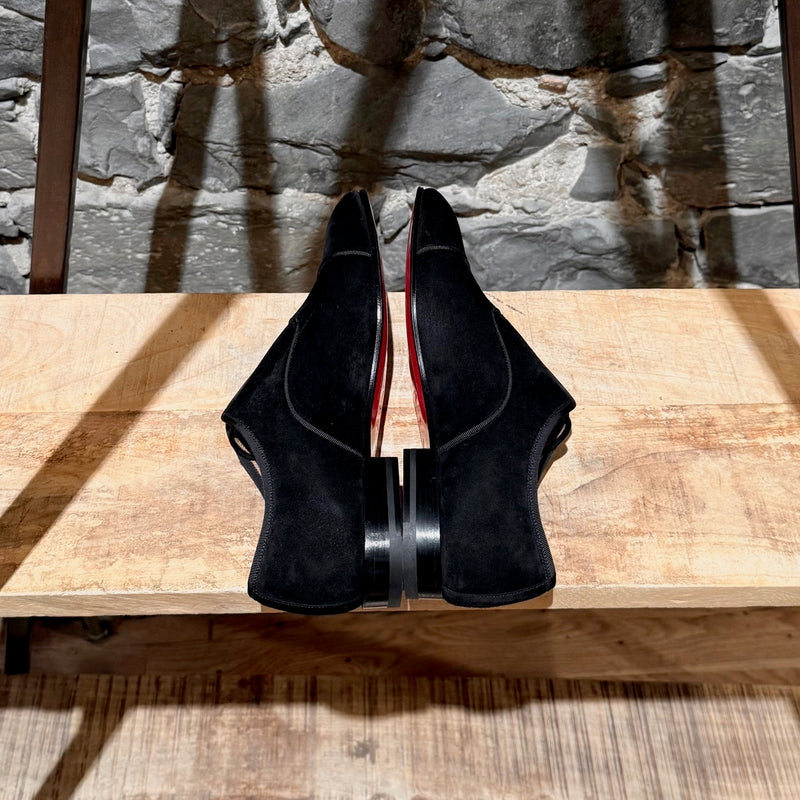Side-by-side view of Christian Louboutin Black Suede Alpha Male Oxford Shoes