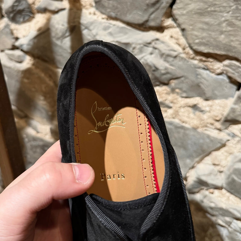 Branded insole of Christian Louboutin Black Suede Alpha Male Oxford Shoes