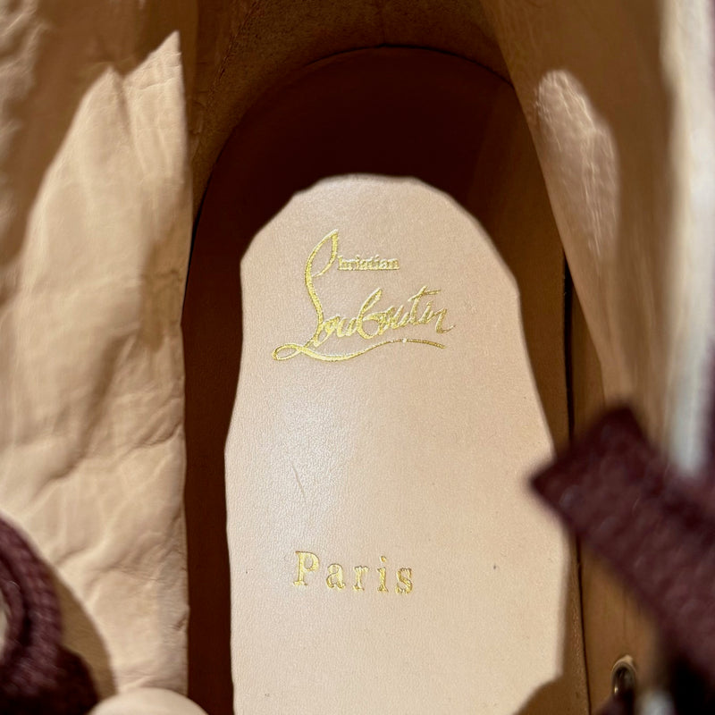 Branded insole of Christian Louboutin Burgundy Suede Louis Strass High-top Sneakers