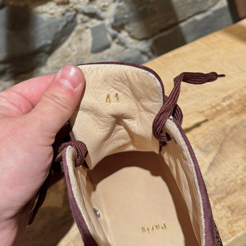 Size stamp of Christian Louboutin Burgundy Suede Louis Strass High-top Sneakers