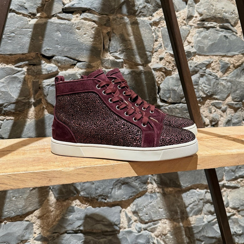 Main photo of Christian Louboutin Burgundy Suede Louis Strass High-top Sneakers