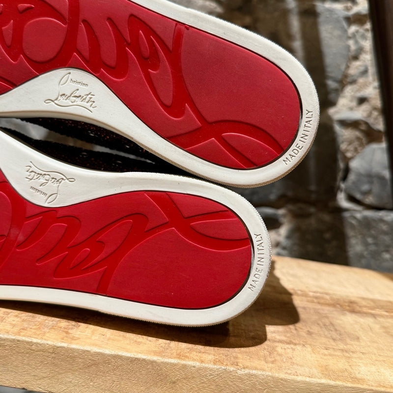 Stamps of Christian Louboutin Burgundy Suede Louis Strass High-top Sneakers