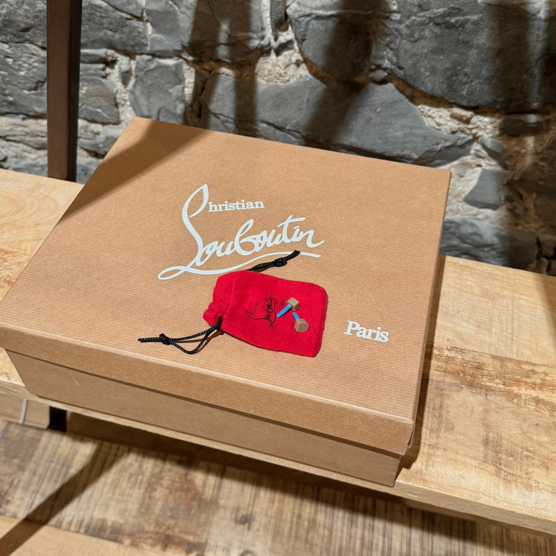 Packaging of Christian Louboutin Pink Suede Lady Peep 150 Slingback Platform Pumps