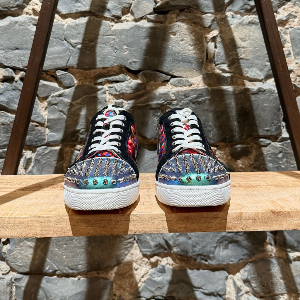 Christian Louboutin Printed Patent Louis Junior Spikes Sneakers