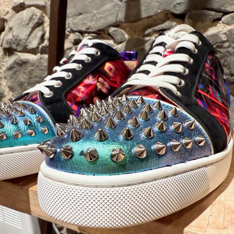 Baskets Christian Louboutin Louis Junior Spike en cuir verni imprimé