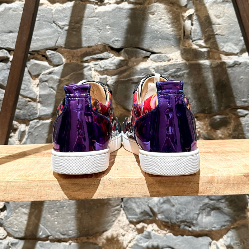 Christian Louboutin Printed Patent Louis Junior Spikes Sneakers