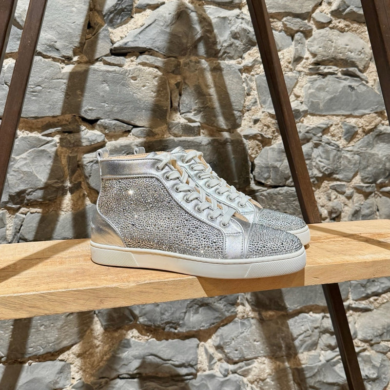Main photo of Christian Louboutin Silver Leather Louis Strass High-top Sneakers