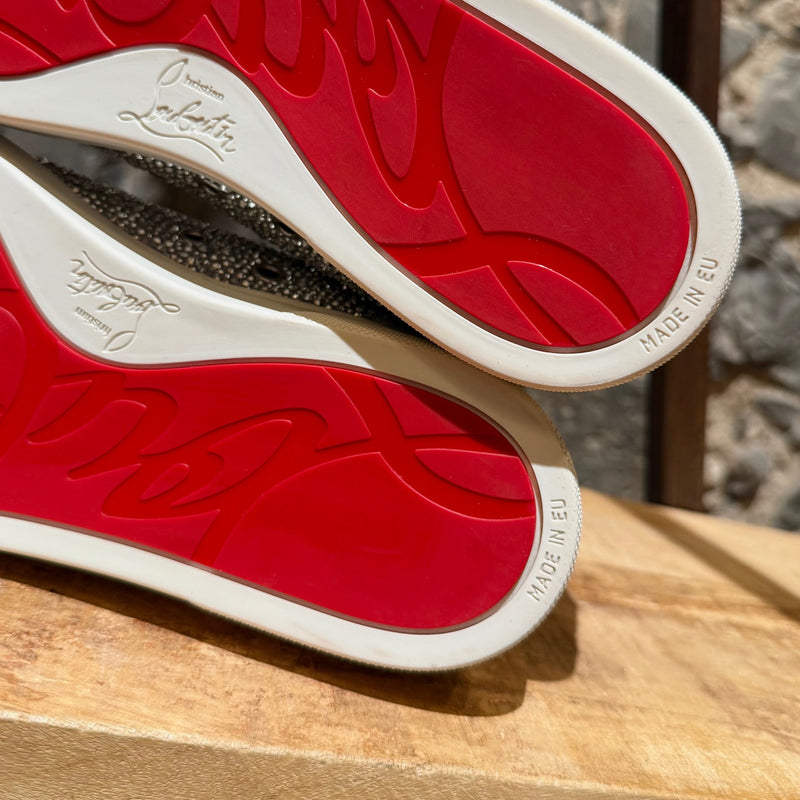 Stamps of Christian Louboutin Silver Leather Louis Strass High-top Sneakers