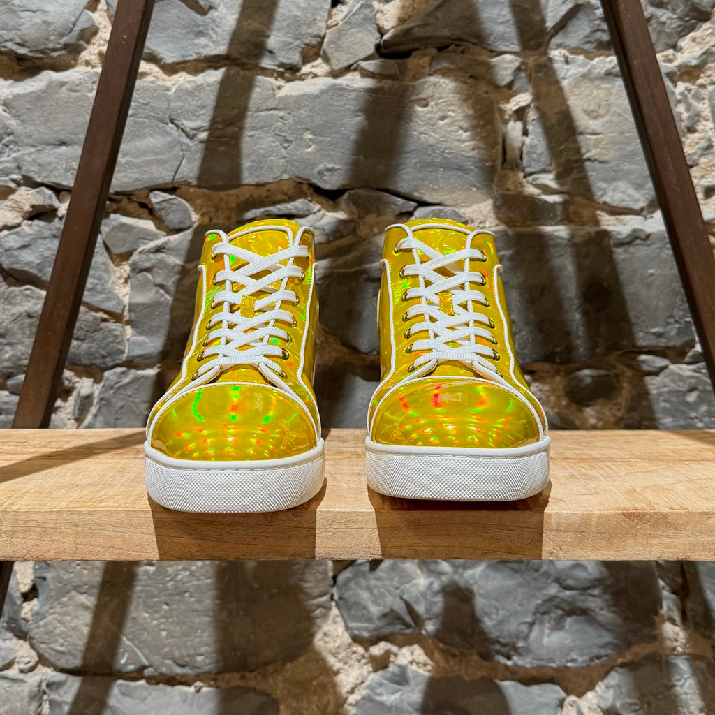 Christian Louboutin Yellow Iridescent Psychic Fun Louis High-Top Sneakers