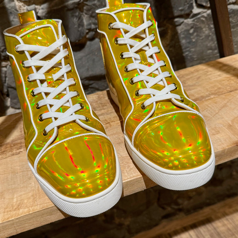 Christian Louboutin Yellow Iridescent Psychic Fun Louis High-Top Sneakers