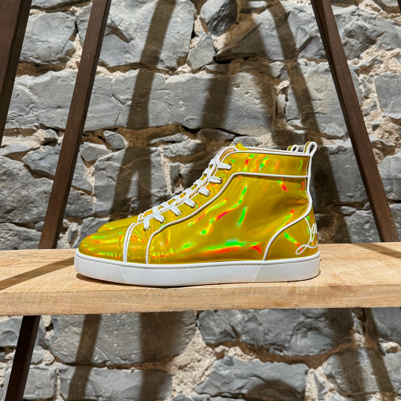 Christian Louboutin Yellow Iridescent Psychic Fun Louis High-Top Sneakers