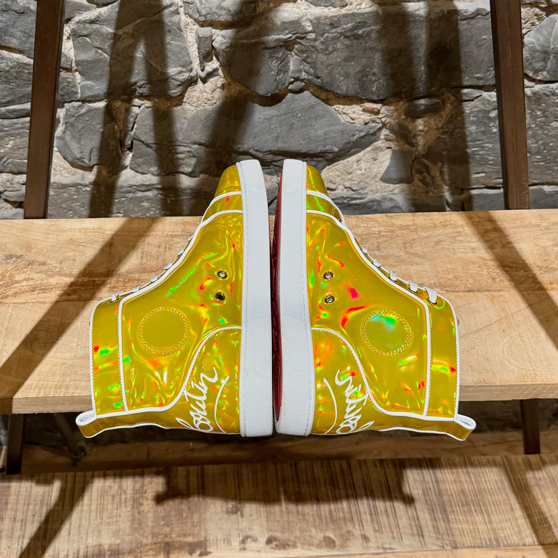 Christian Louboutin Yellow Iridescent Psychic Fun Louis High-Top Sneakers