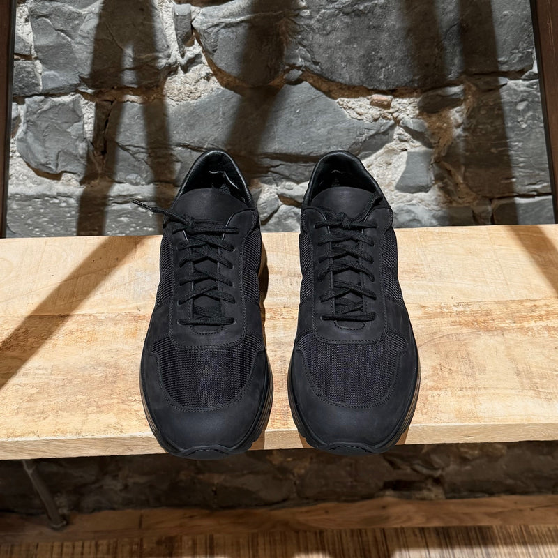 Top view of Common Project New Track Black Mesh Nubuck Sneakers