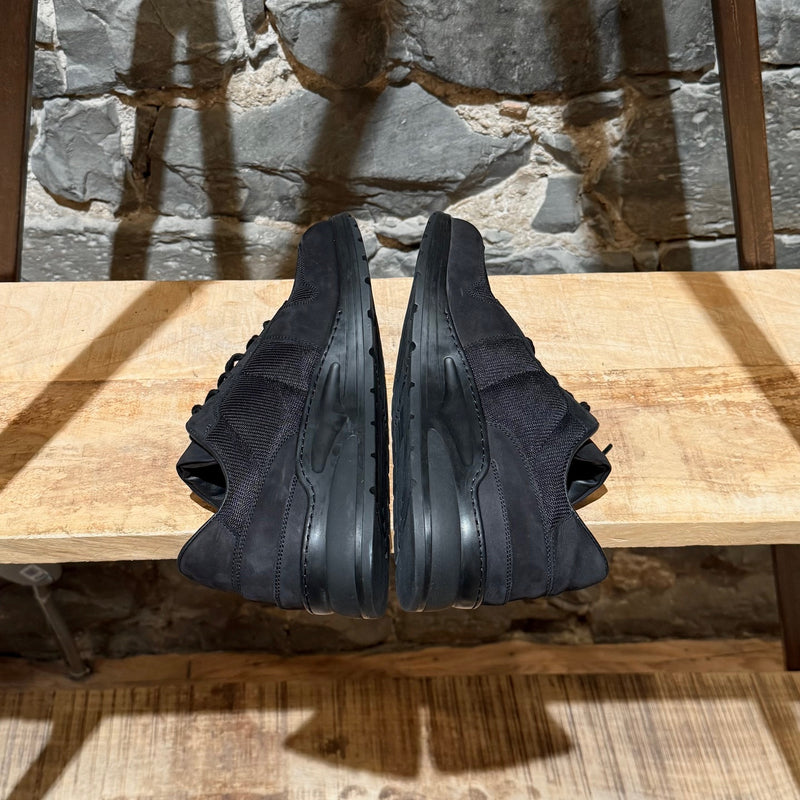 Side-by-side view of Common Project New Track Black Mesh Nubuck Sneakers