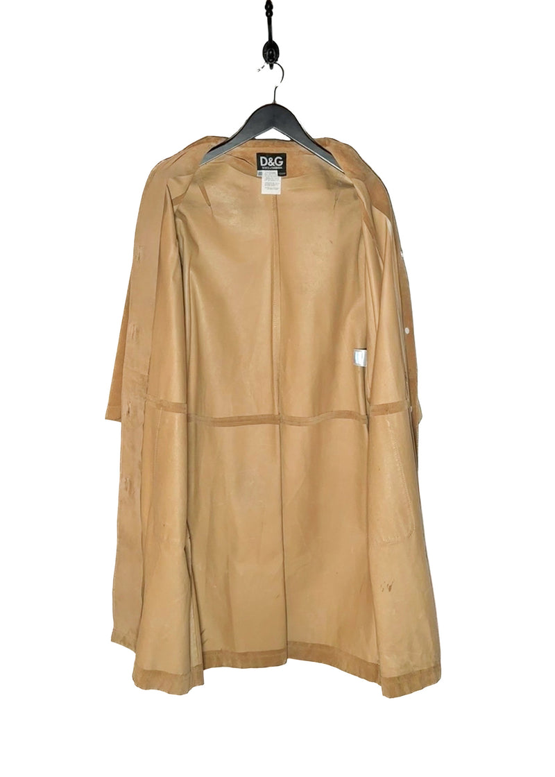 Opened interior of D&G Tan Beige Suede Coat