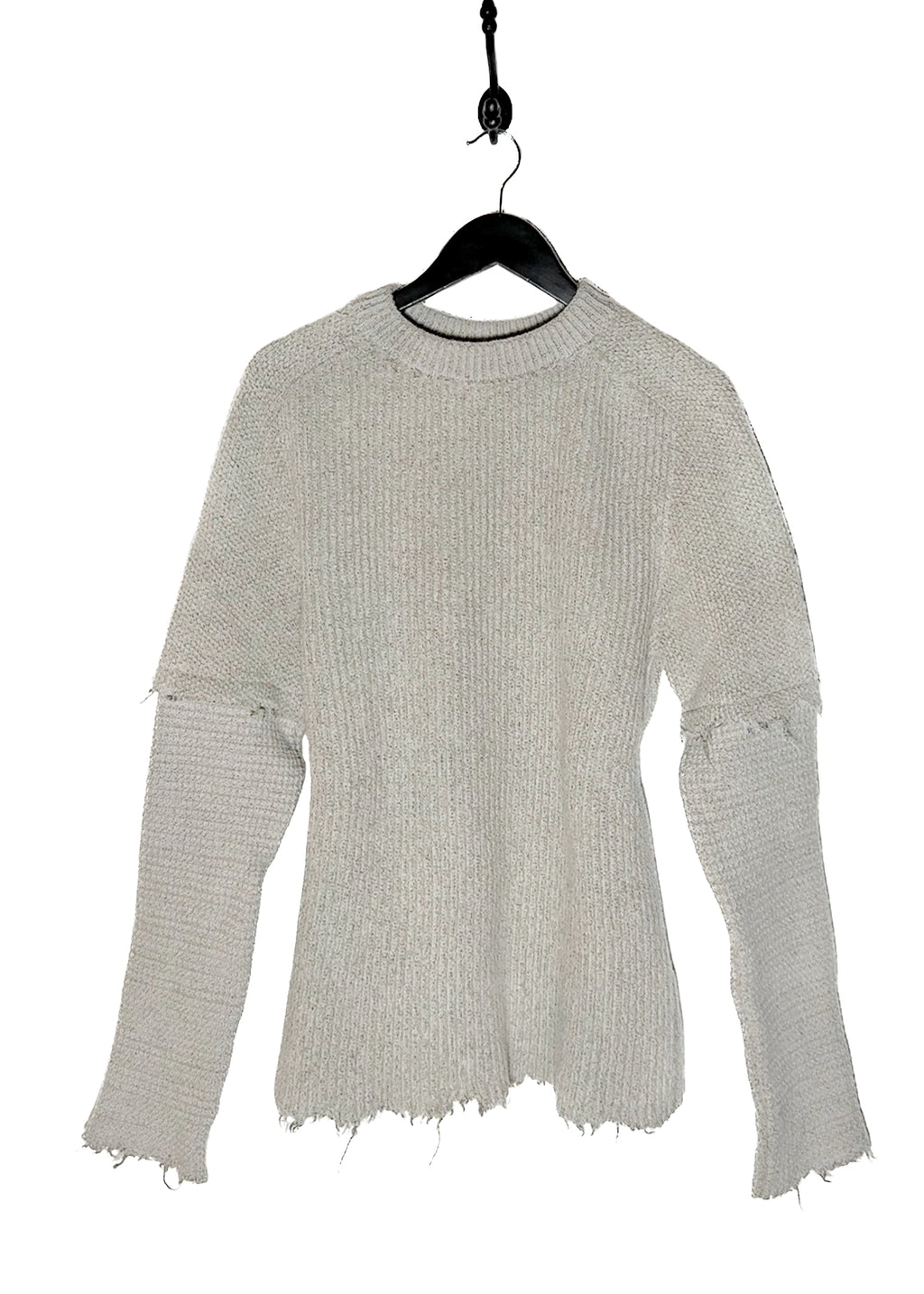 Damir Doma Greige Wool Blend Distressed Sweater