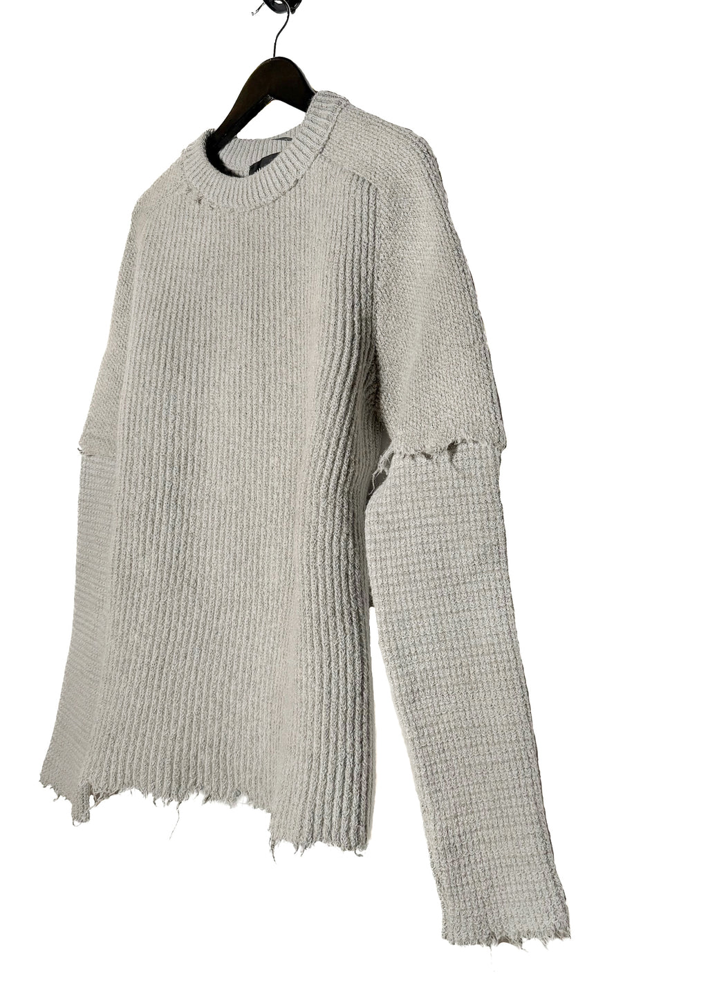 Damir Doma Greige Wool Blend Distressed Sweater