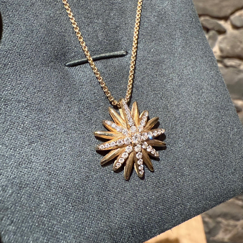 Pendant of David Yurman 18k Yellow Gold Diamond 19mm Starbust Pendant Necklace