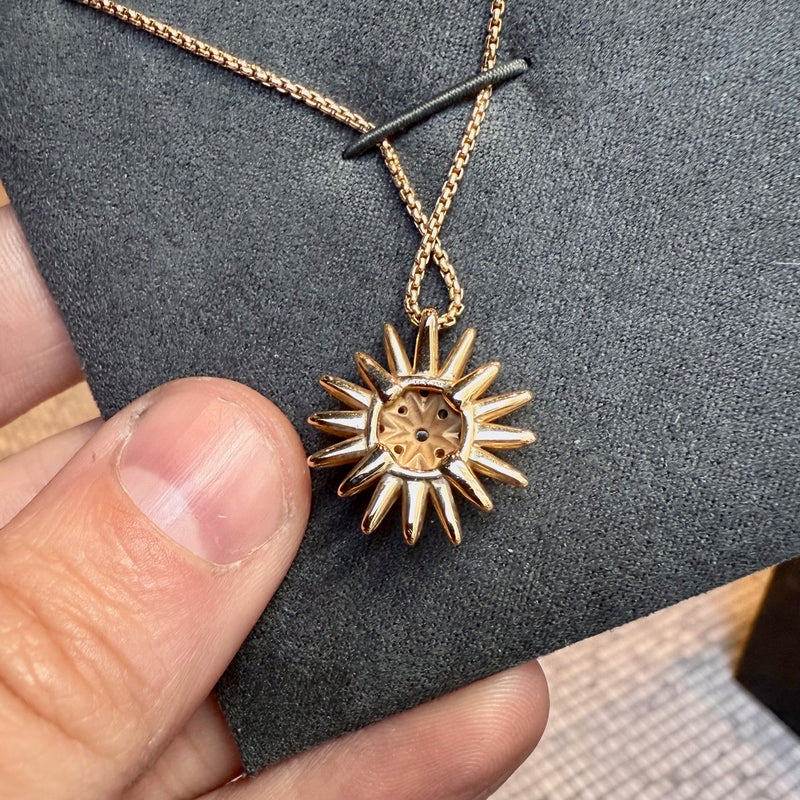 Back view of David Yurman 18k Yellow Gold Diamond 19mm Starbust Pendant Necklace