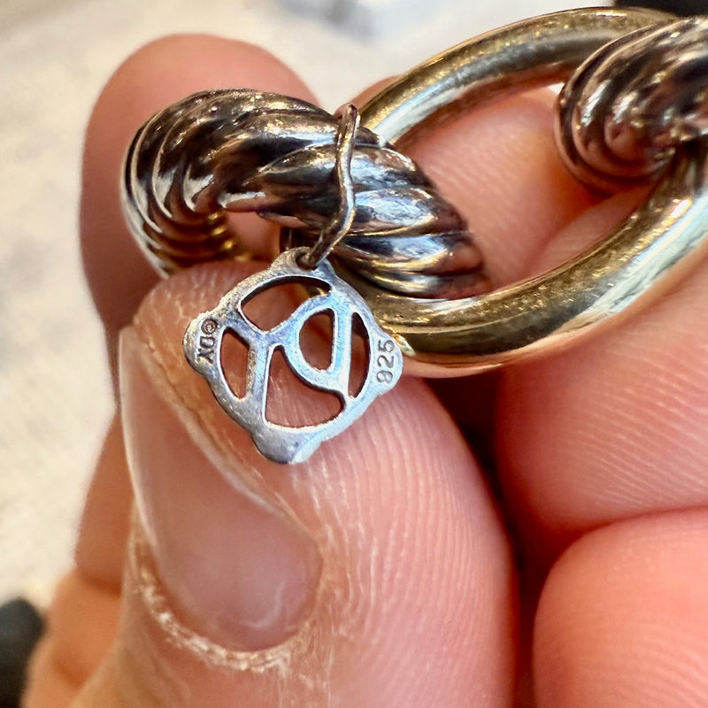 David Yurman Sterling Silver 18k Gold Oval Link Chain Cable 17mm Bracelet