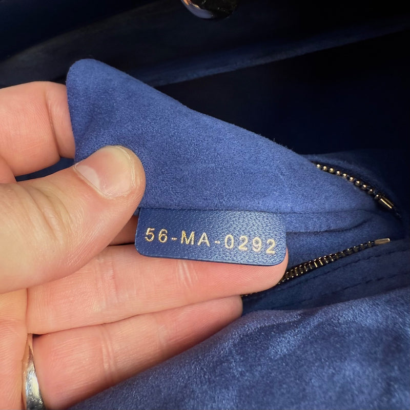 Serial number tag of Dior 2022 Blue Lambskin Cannage Medium Lady Dior Handbag