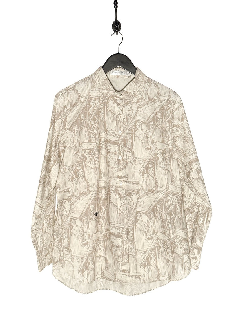 Main photo of Dior 2022 Greek Print Bee Embroidered Buttoned Shirt