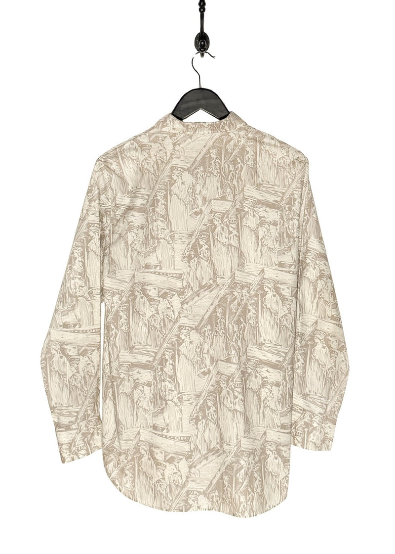 Back view of Dior 2022 Greek Print Bee Embroidered Buttoned Shirt