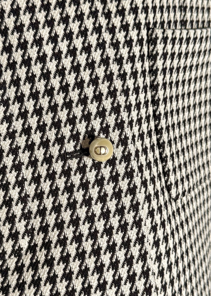 Dior 2023 Black White Houndstooth Pearl Button Jacket