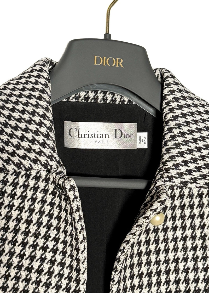 Dior 2023 Black White Houndstooth Pearl Button Jacket