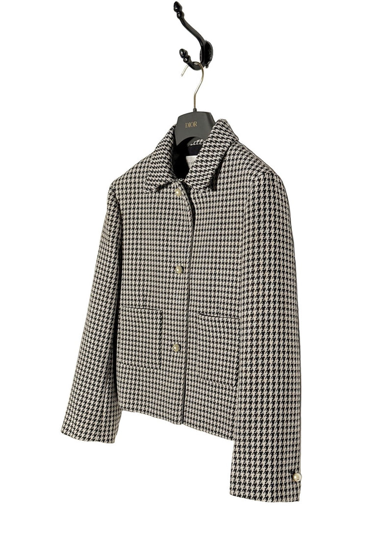 Dior 2023 Black White Houndstooth Pearl Button Jacket