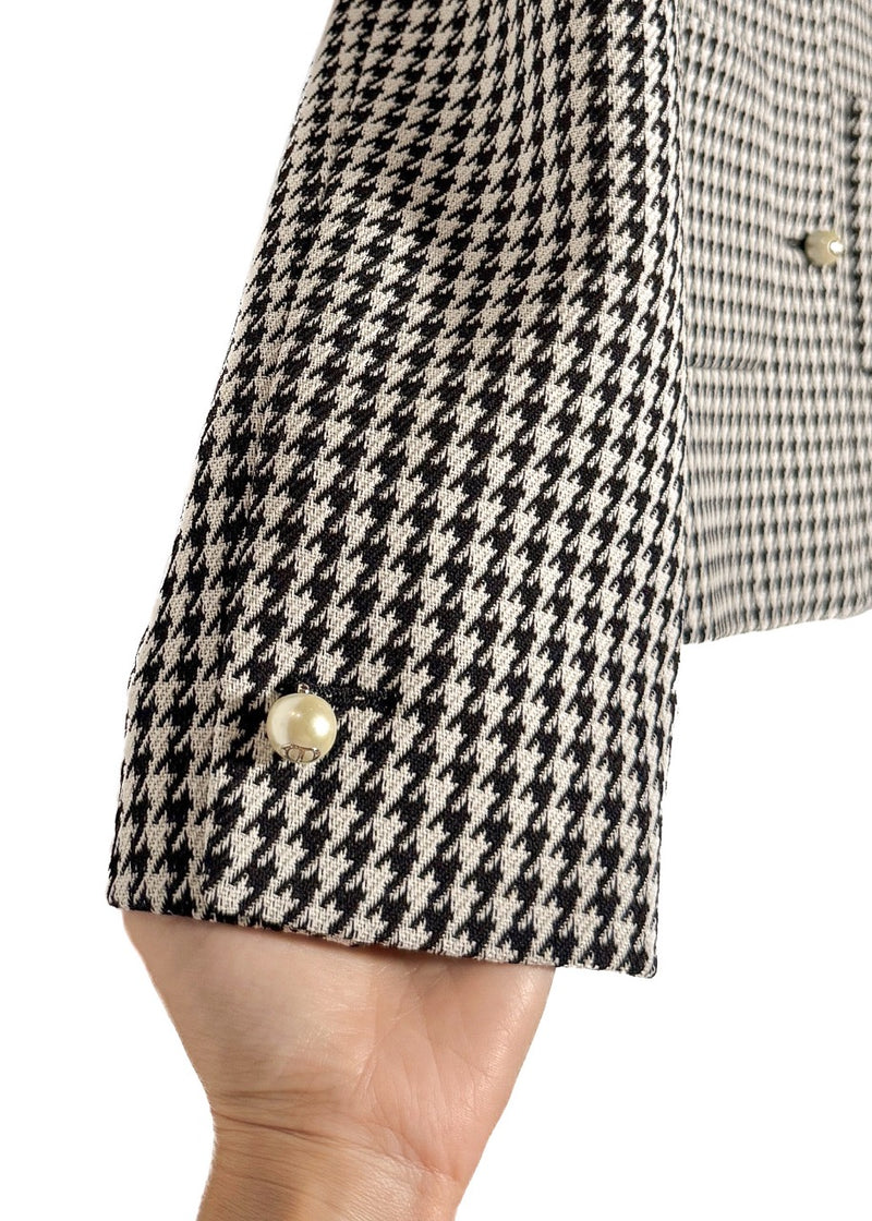 Dior 2023 Black White Houndstooth Pearl Button Jacket
