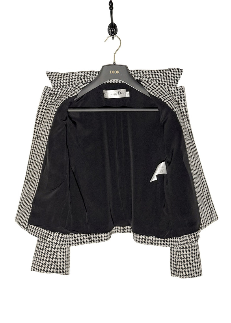 Dior 2023 Black White Houndstooth Pearl Button Jacket