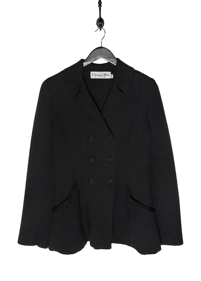 Main photo of Dior 30 Montaigne Bar Black Wool Doublebreasted Knit Blazer Jacket