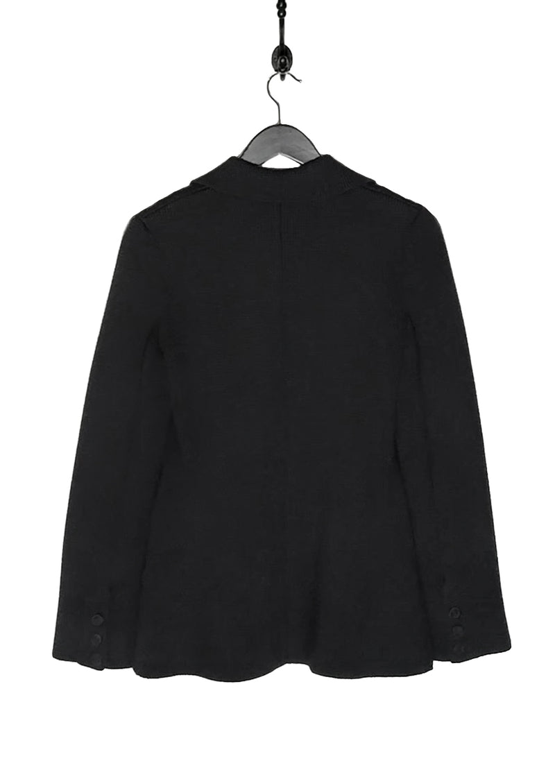 Back view of Dior 30 Montaigne Bar Black Wool Doublebreasted Knit Blazer Jacket