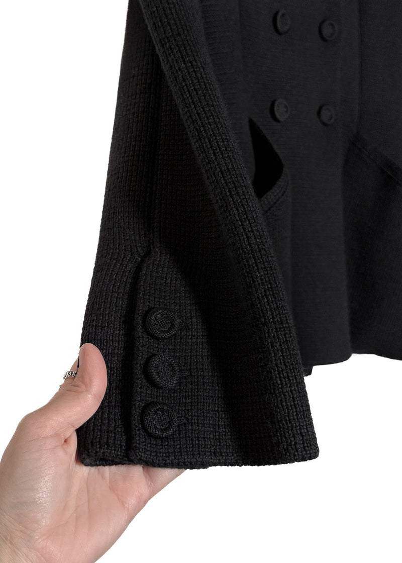 Sleeve of Dior 30 Montaigne Bar Black Wool Doublebreasted Knit Blazer Jacket