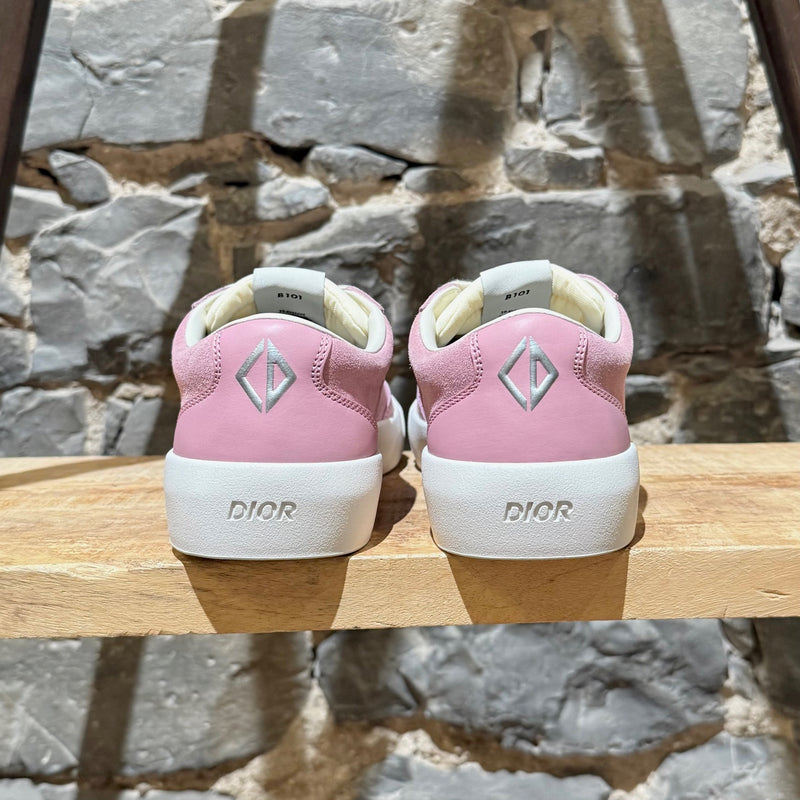 Back view of Dior B101 Pink Suede Low-top Sneakers