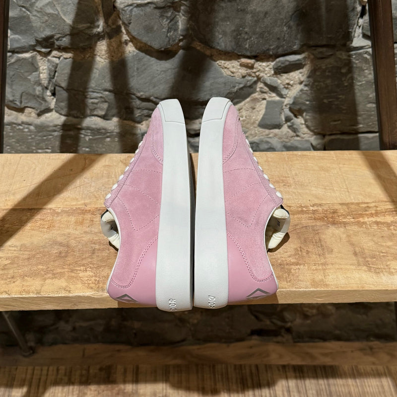 Side-by-side view of Dior B101 Pink Suede Low-top Sneakers
