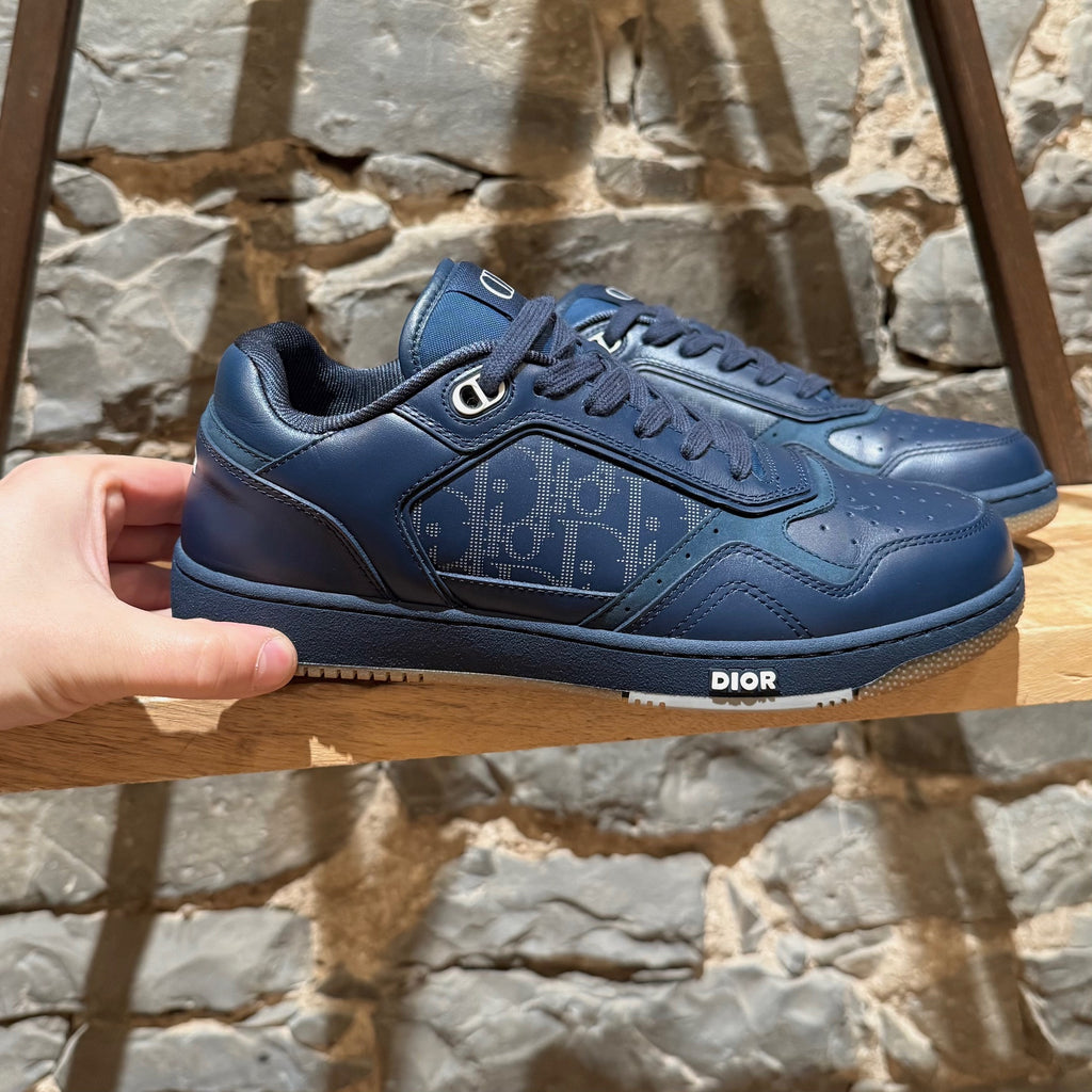 A closer side view of Dior B27 Blue Galaxy Oblique Low-top Sneakers