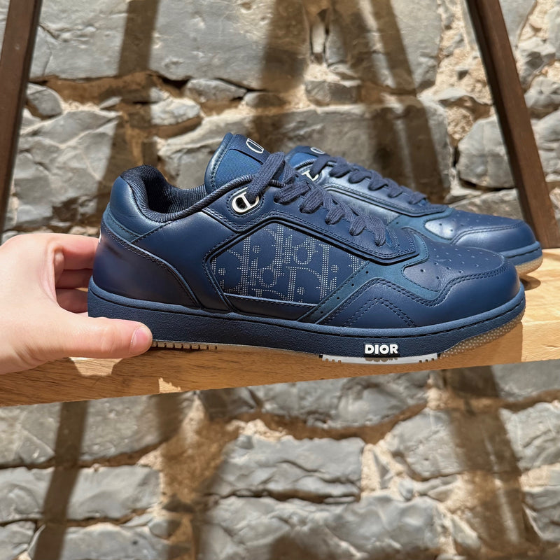 A closer side view of Dior B27 Blue Galaxy Oblique Low-top Sneakers