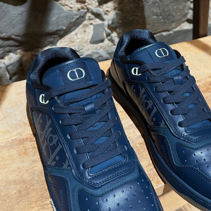 A closer top view of Dior B27 Blue Galaxy Oblique Low-top Sneakers
