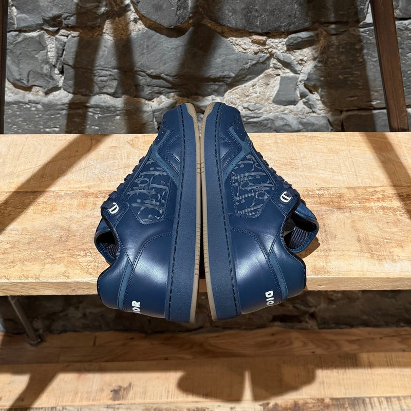 Side-by-side view of Dior B27 Blue Galaxy Oblique Low-top Sneakers
